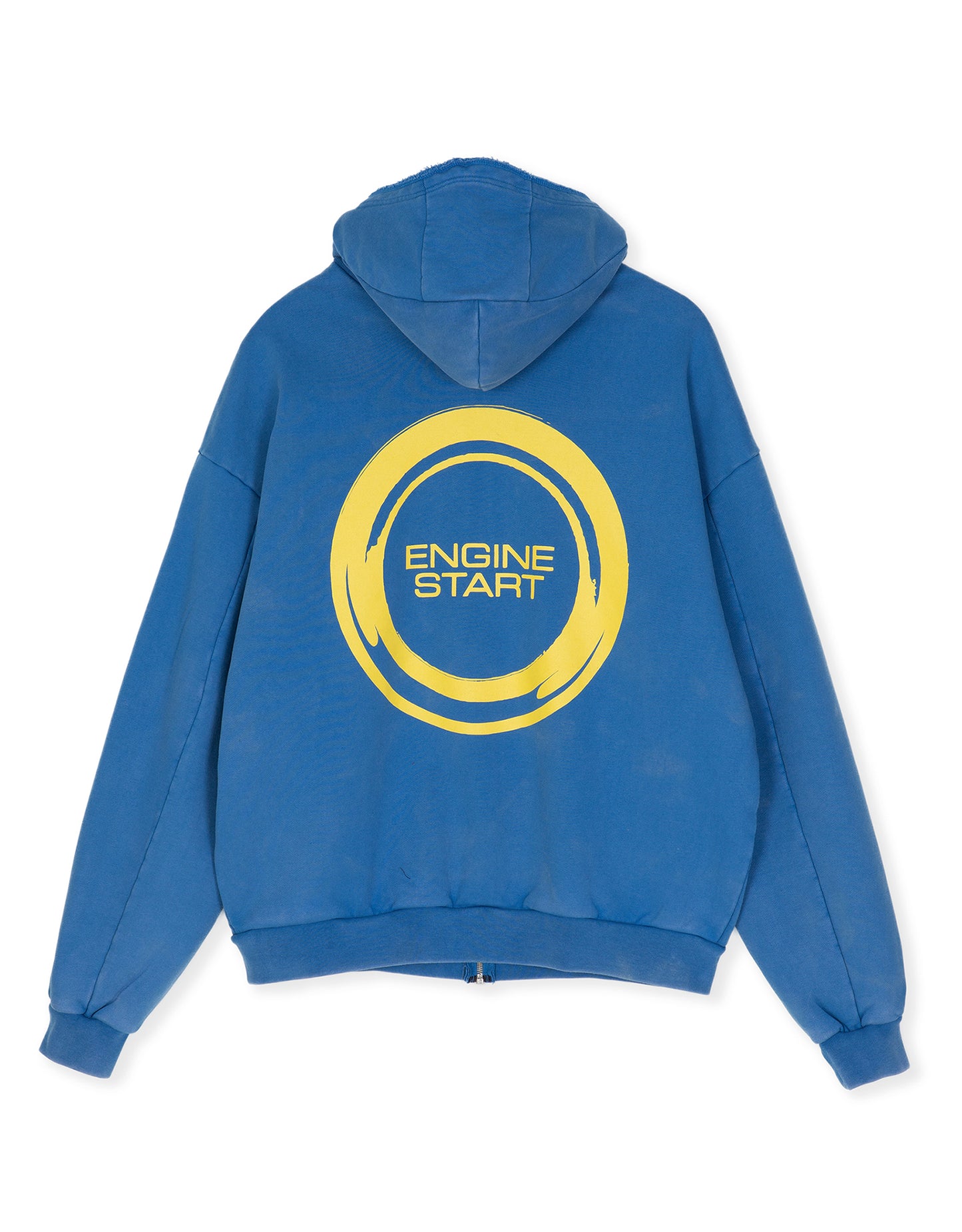 ENGINE START BUTTON ZIP-UP HOODIE BLUE
