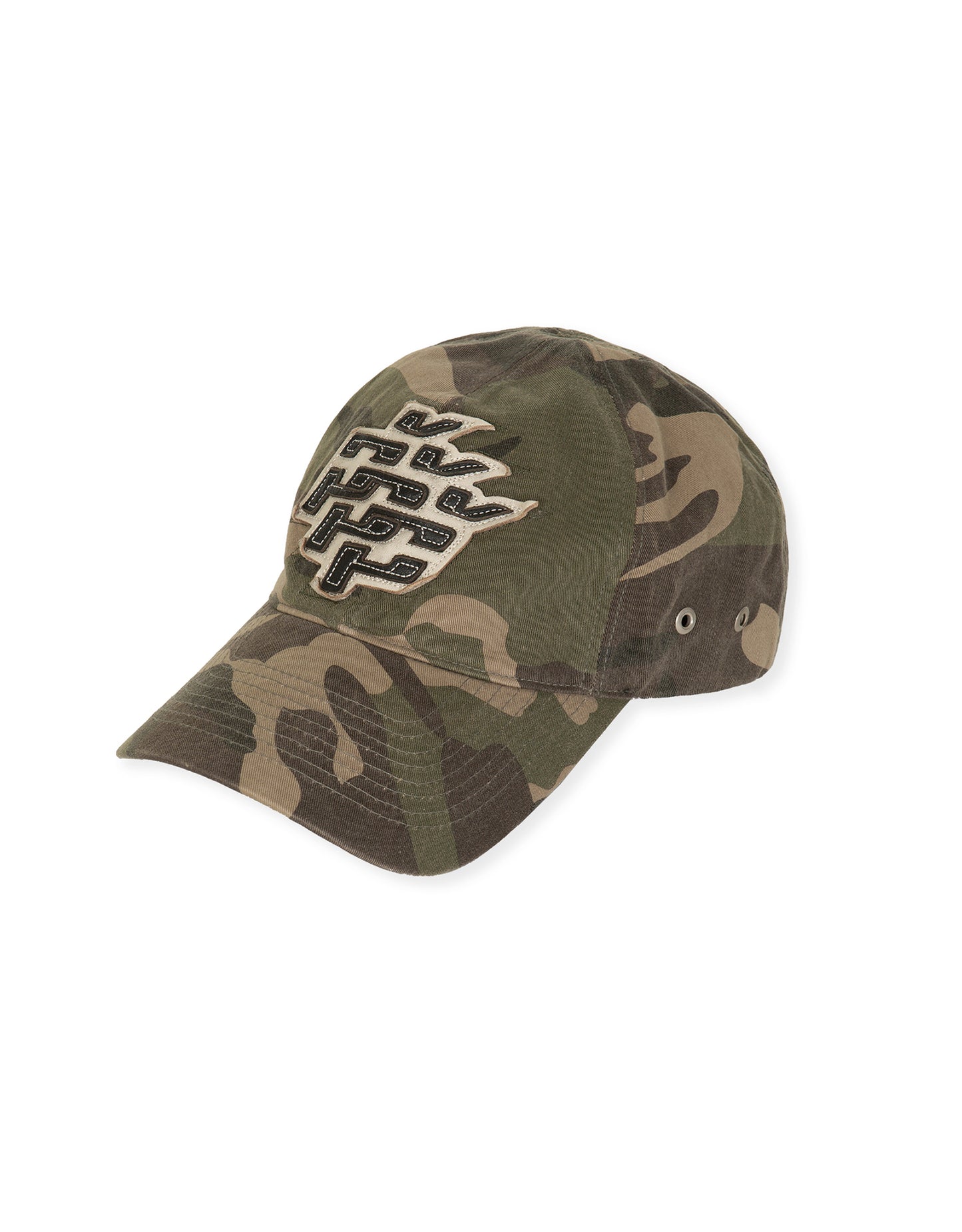 LEATHER APPLIQUE CAP CAMO