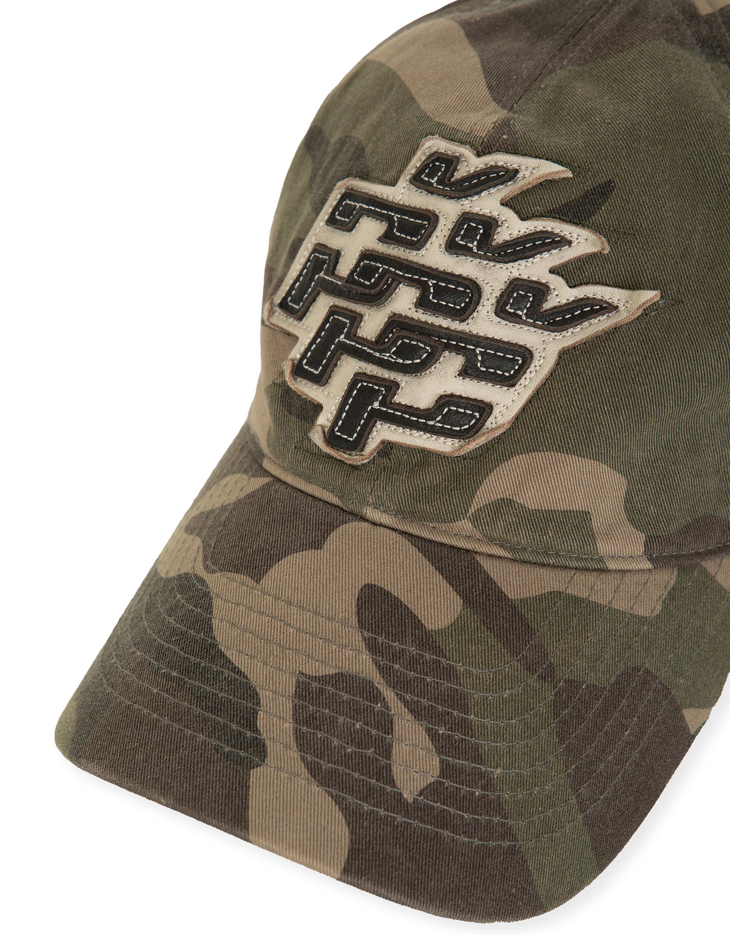LEATHER APPLIQUE CAP CAMO