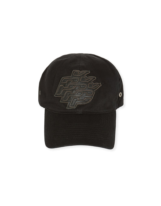 LEATHER APPLIQUE CAP BLACK