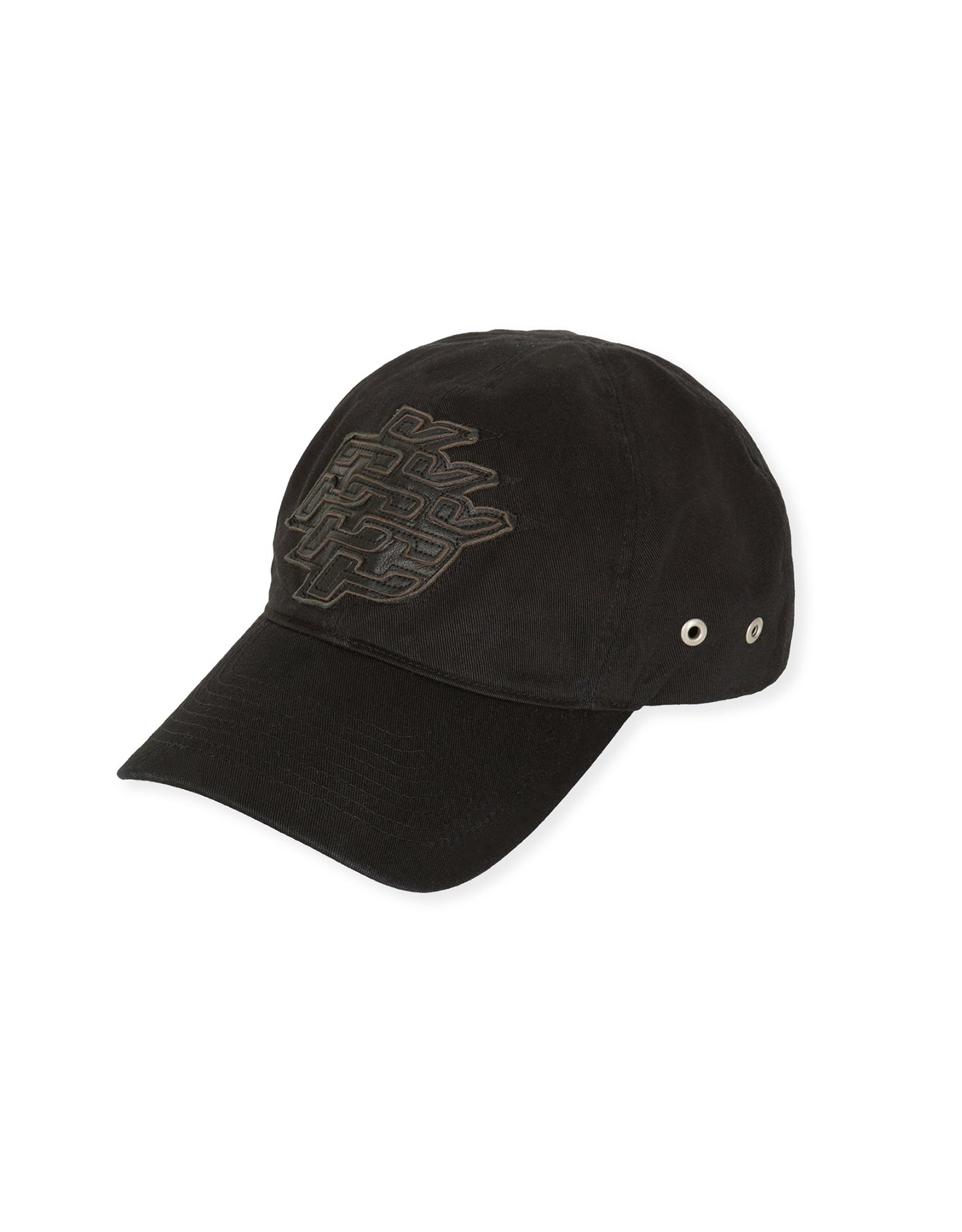 LEATHER APPLIQUE CAP BLACK