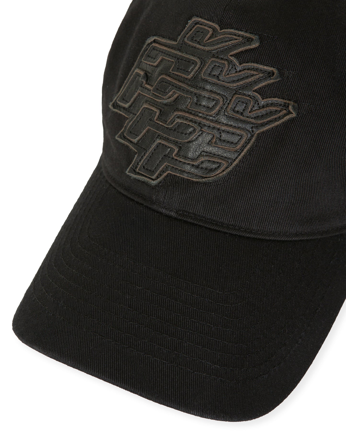 LEATHER APPLIQUE CAP BLACK