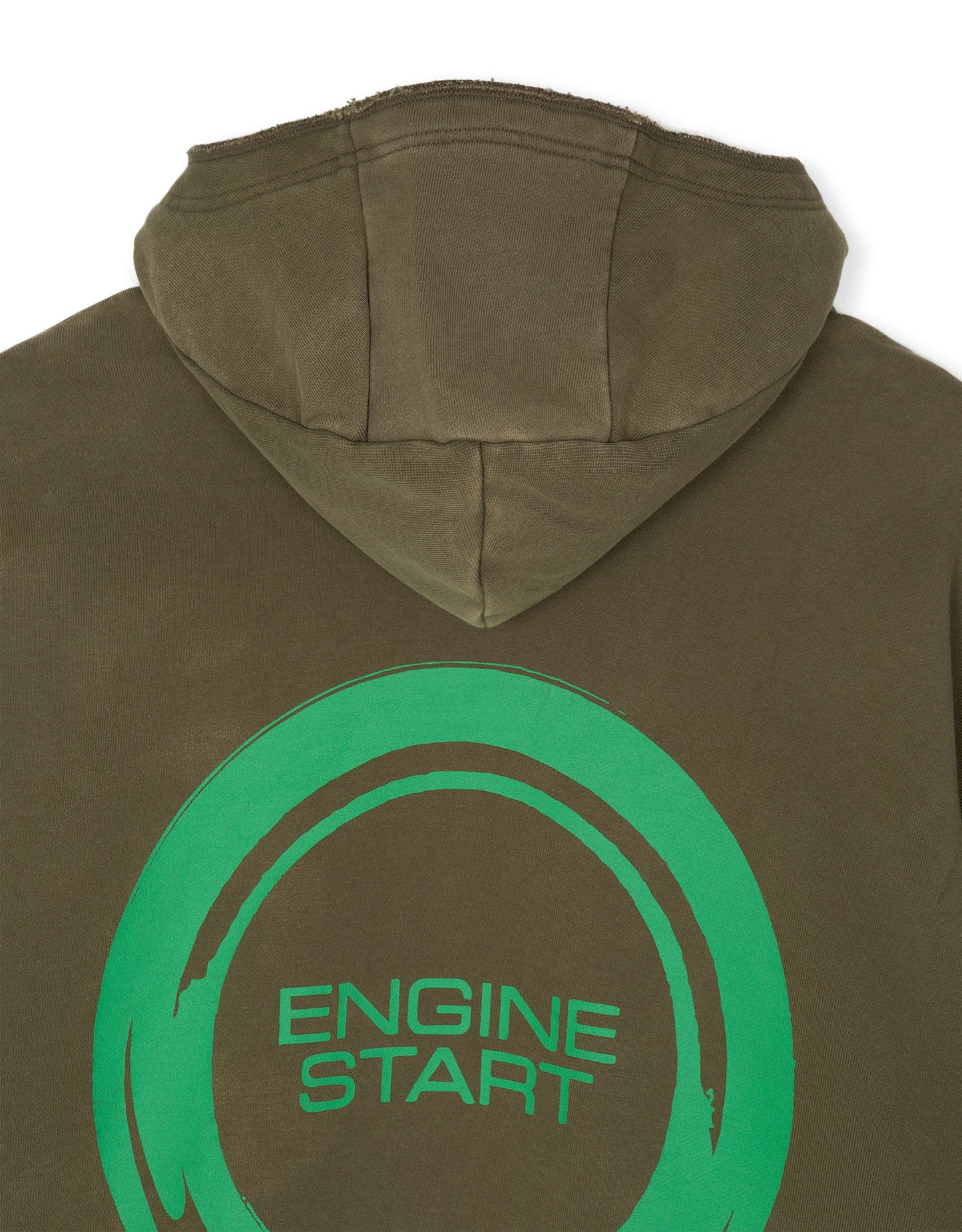 ENGINE START BUTTON ZIP-UP HOODIE KHAKI