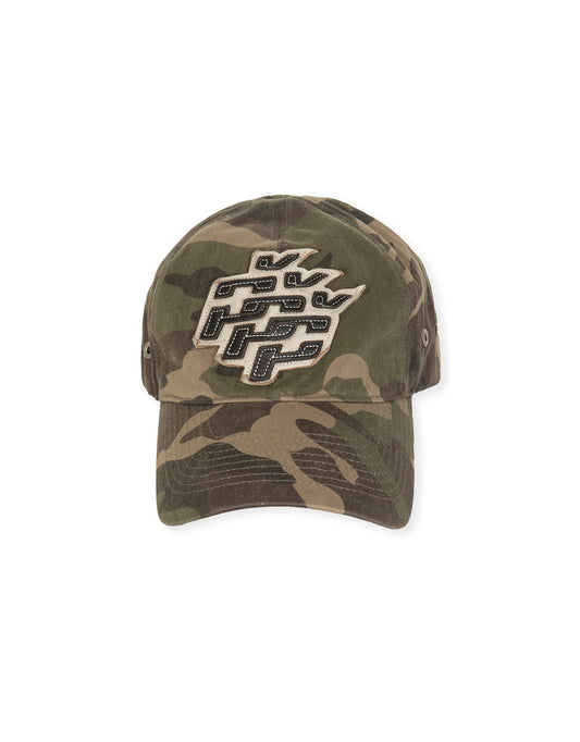 LEATHER APPLIQUE CAP CAMO